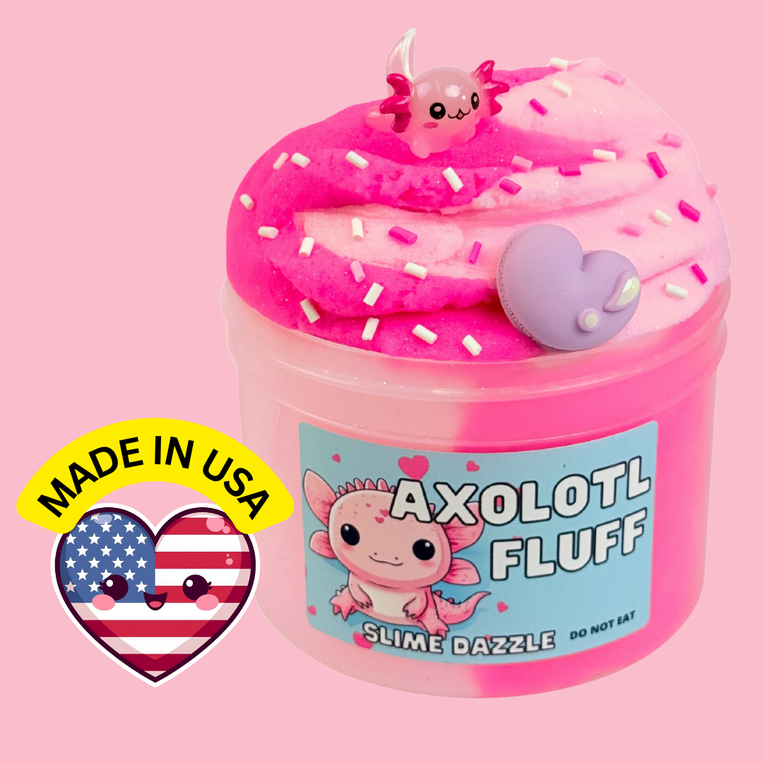 Axolotl Fluff Cloud Slime β Light & Dark Pink Cloud Slime with Raspberry Sugar Scent & Axolotl Sprinkles β Non-Sticky Beginner Slime