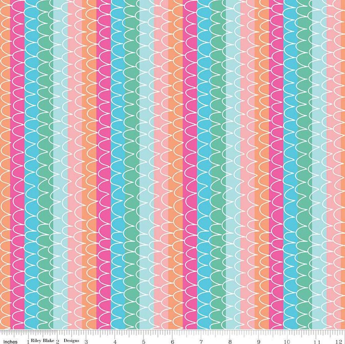 Mer-Mazing Scale Stripes Multi by Riley Blake Fabric // Quilting Cotton // Cotton Woven // 100% cotton // Mermaid Scale Fabric