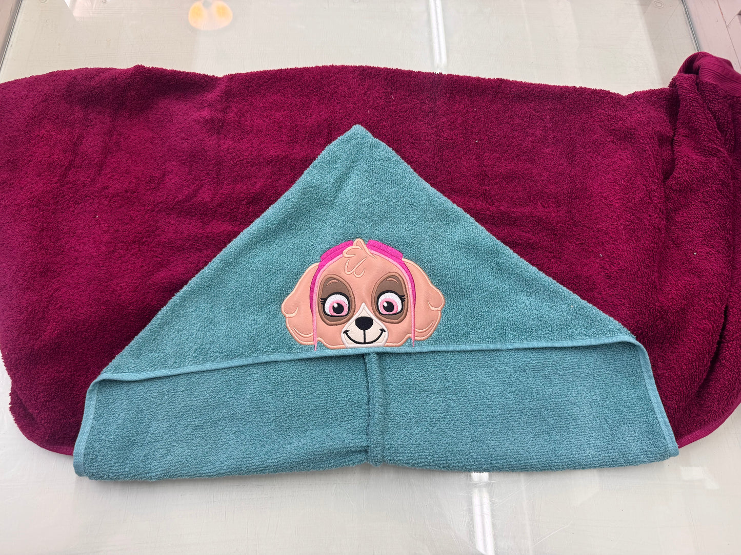 Full Size Hooded Bath Towel – Helicopter Pup – 23 x 54 Inches