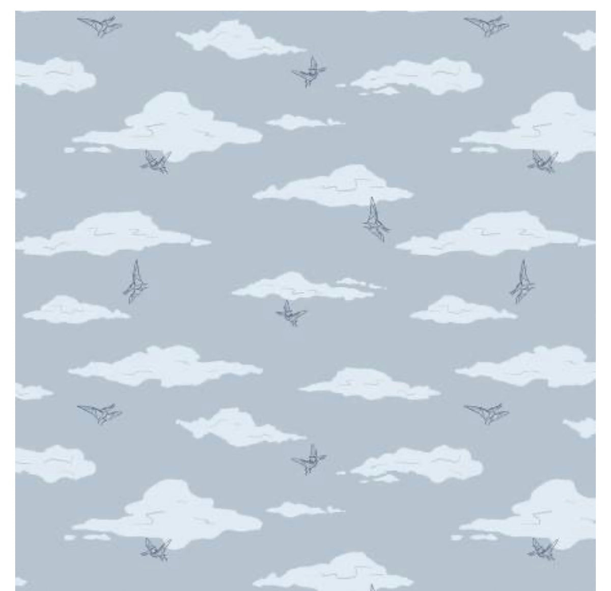 Cretaceous Pterodactyl Clouds Fabric | Riley Blake Designs | Half Yard