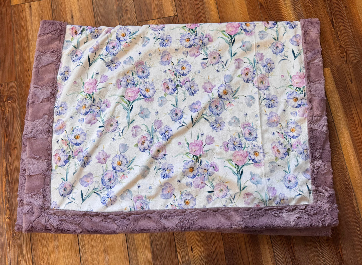 Lavender Wildflower Faux Fur & Minky Blanket