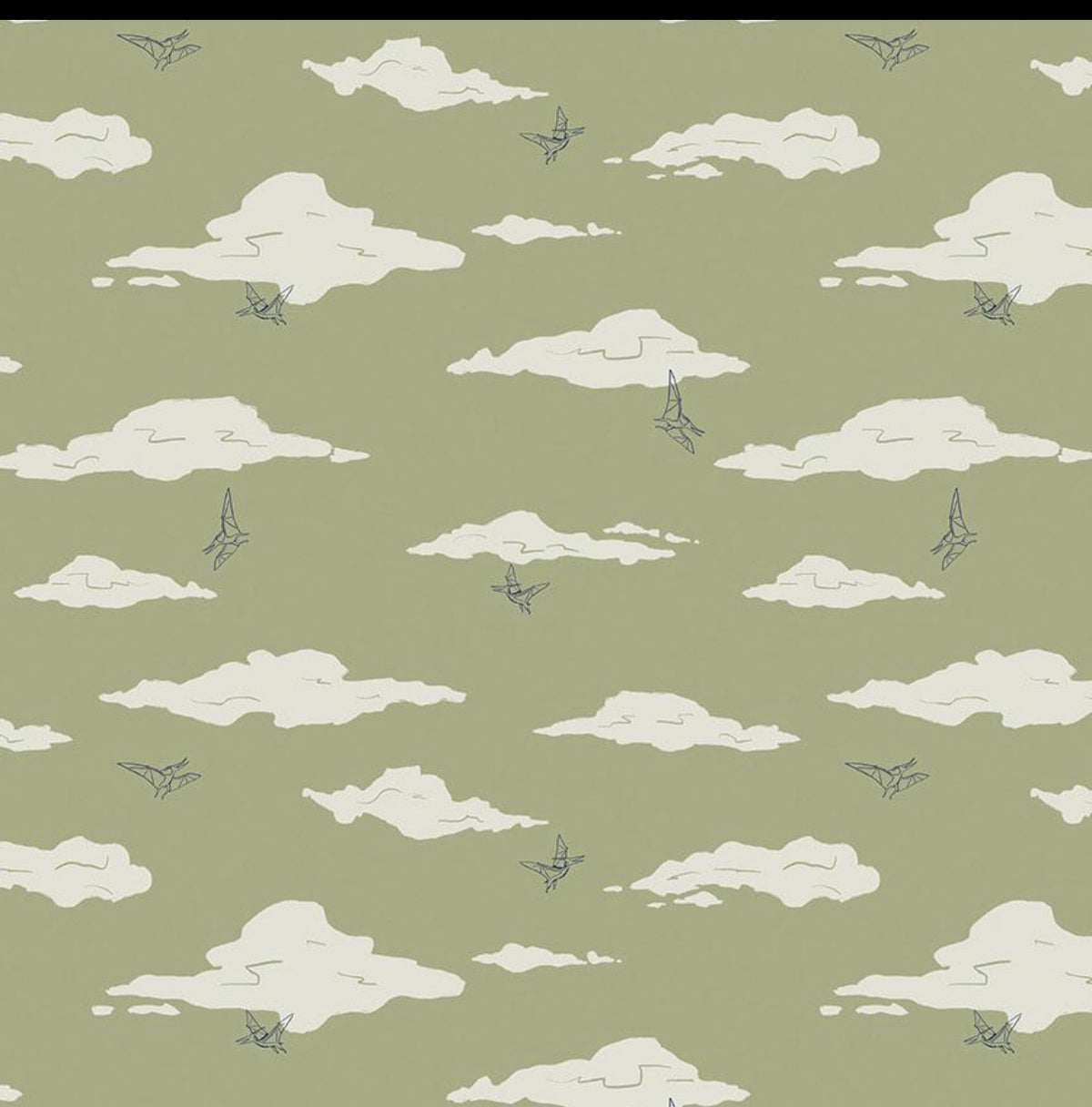 Cretaceous Pterodactyl Clouds Sage (C14103-Sage) by Amanda Niederhauser for Riley Blake Designs, 1/2 Yard, Cut Continuously