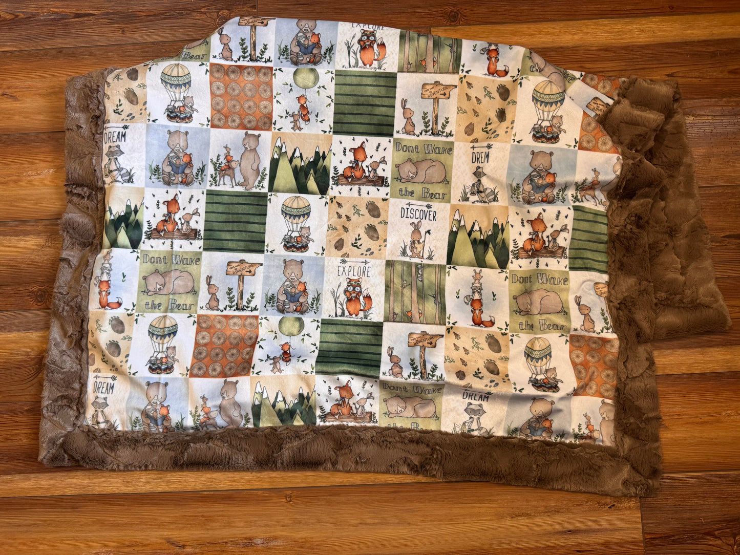 Woodland Explorer Brown Faux Fur & Minky Blanket