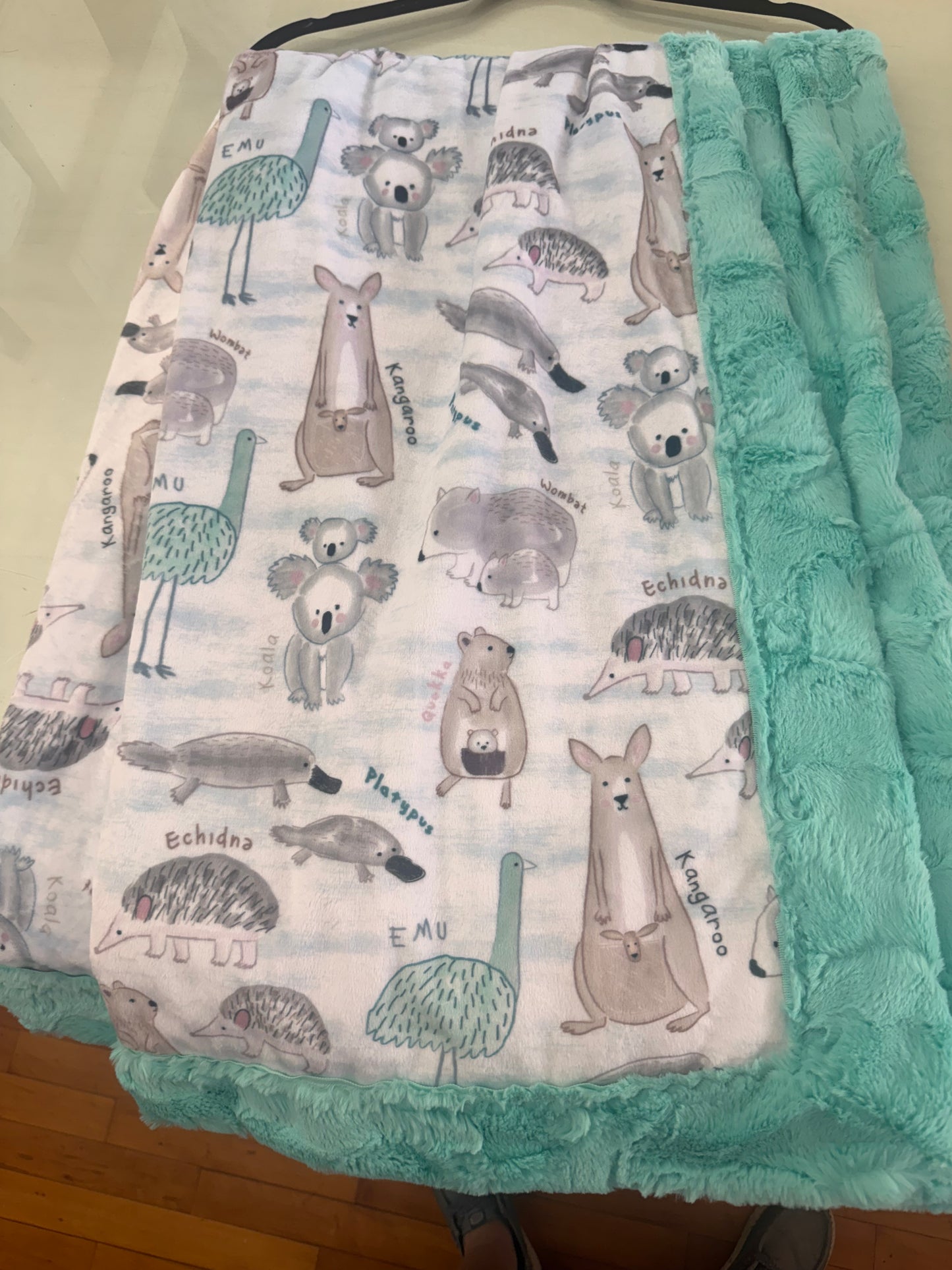 Australian Animals Faux Fur & Minky Blanket | 40” x 56”