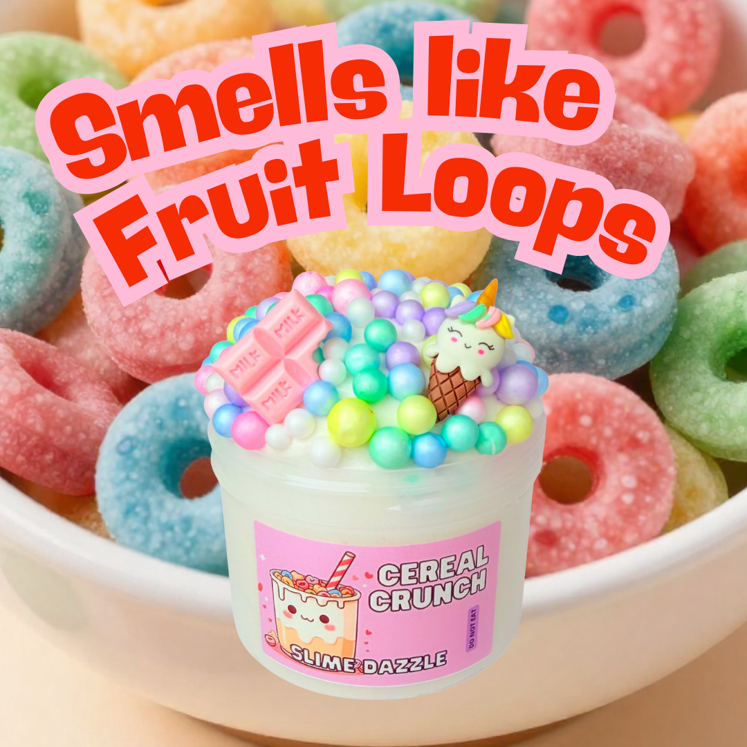 Cereal Crunch Slime 8 FL OZ ASMR Crunchy Floam Scented Made in USA Beginner Friendly