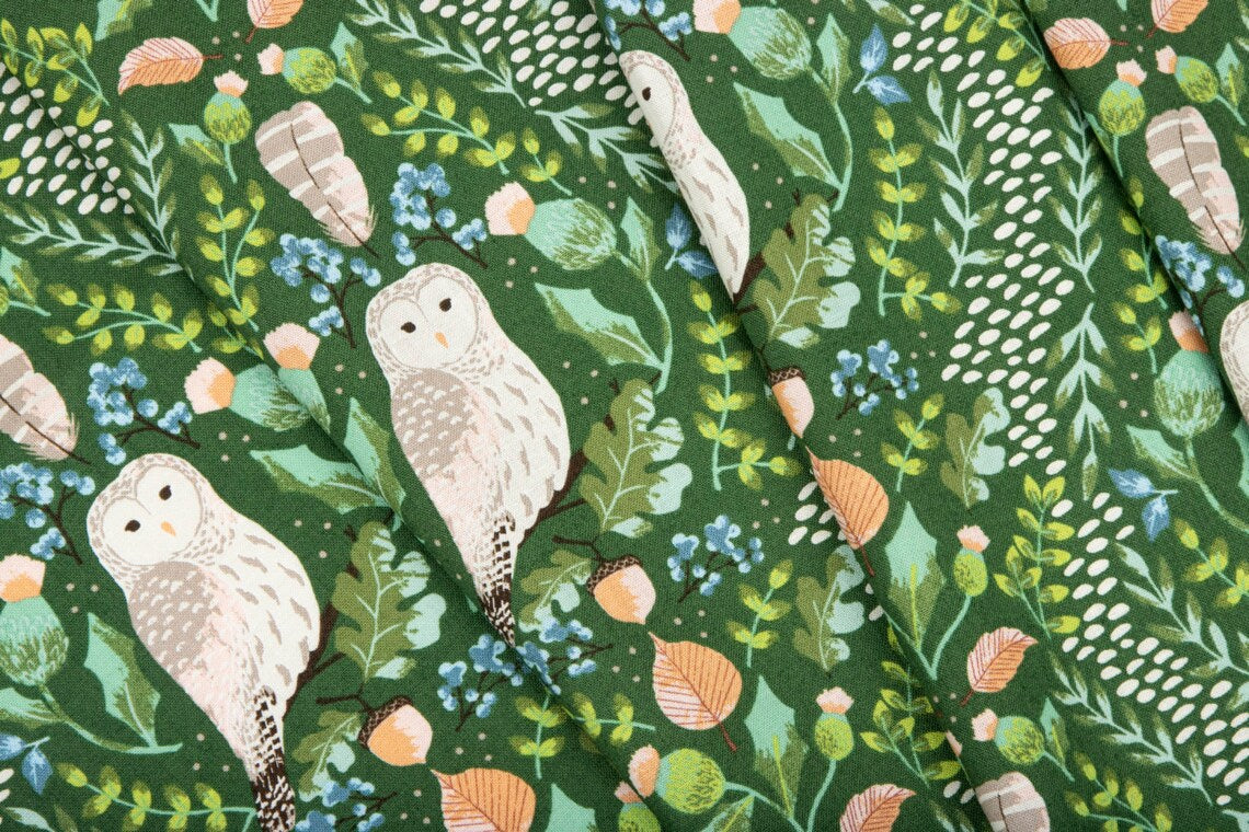 Wildwood Wander Hidden Owl Green Rose by Riley Blake Designs
