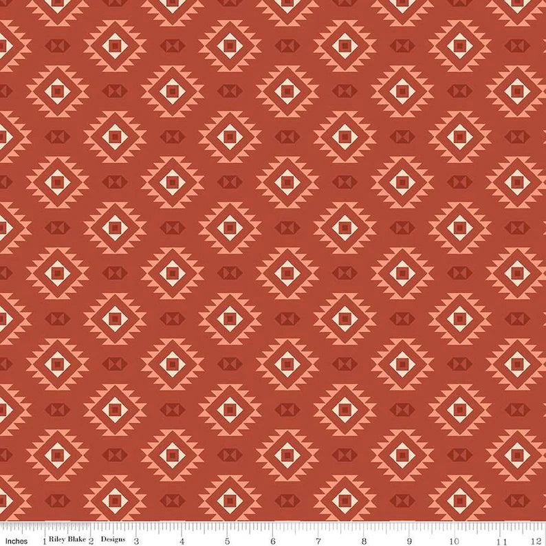 Santa Fe Motifs C13383 Rust - Riley Blake Designs - Geometric Southwest Southwestern - Quilting Cotton Fabric