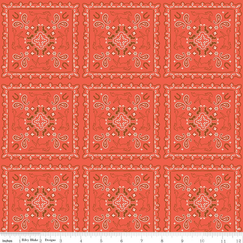 Wild Rose Bandana Cayenne by RBD for Riley Blake Designs
