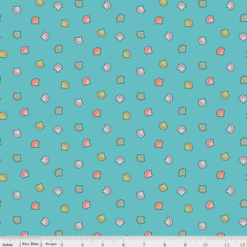 Mer-Mazing Seashells Aqua by Riley Blake Designs