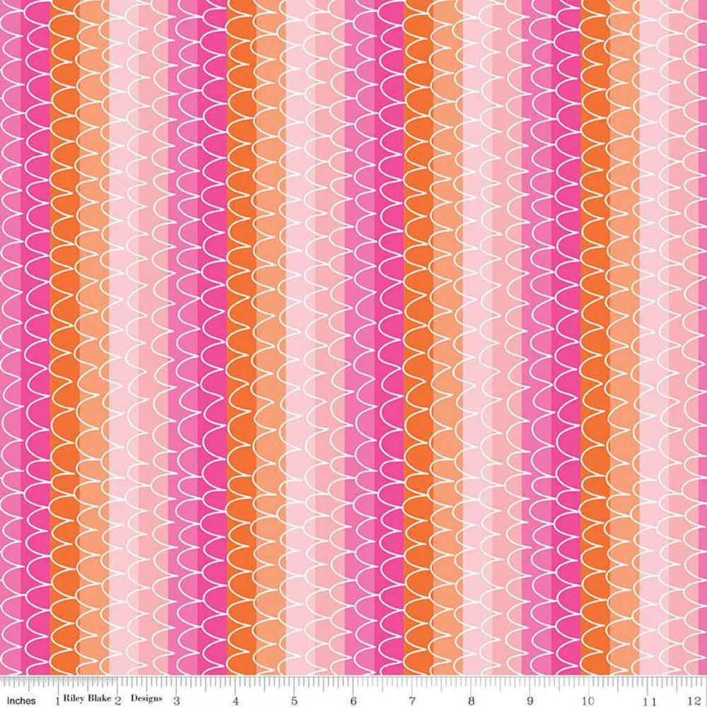 Mer-Mazing Scale Stripe Pink by Riley Blake Designs