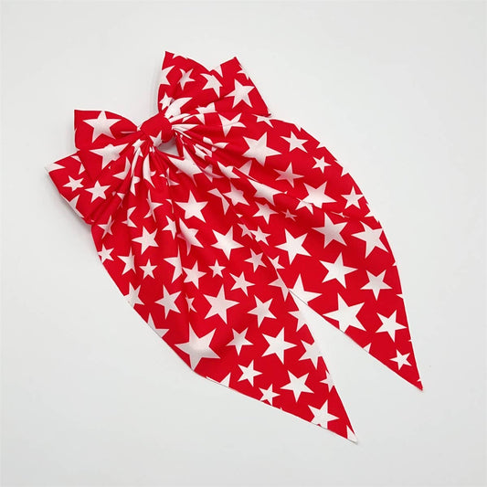 Independence Day Star Bow Ribbon Spring Clip:
