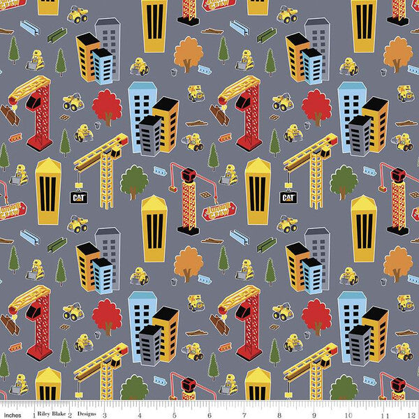 CAT Junior Crew City Scene Gray by Riley Blake Designs