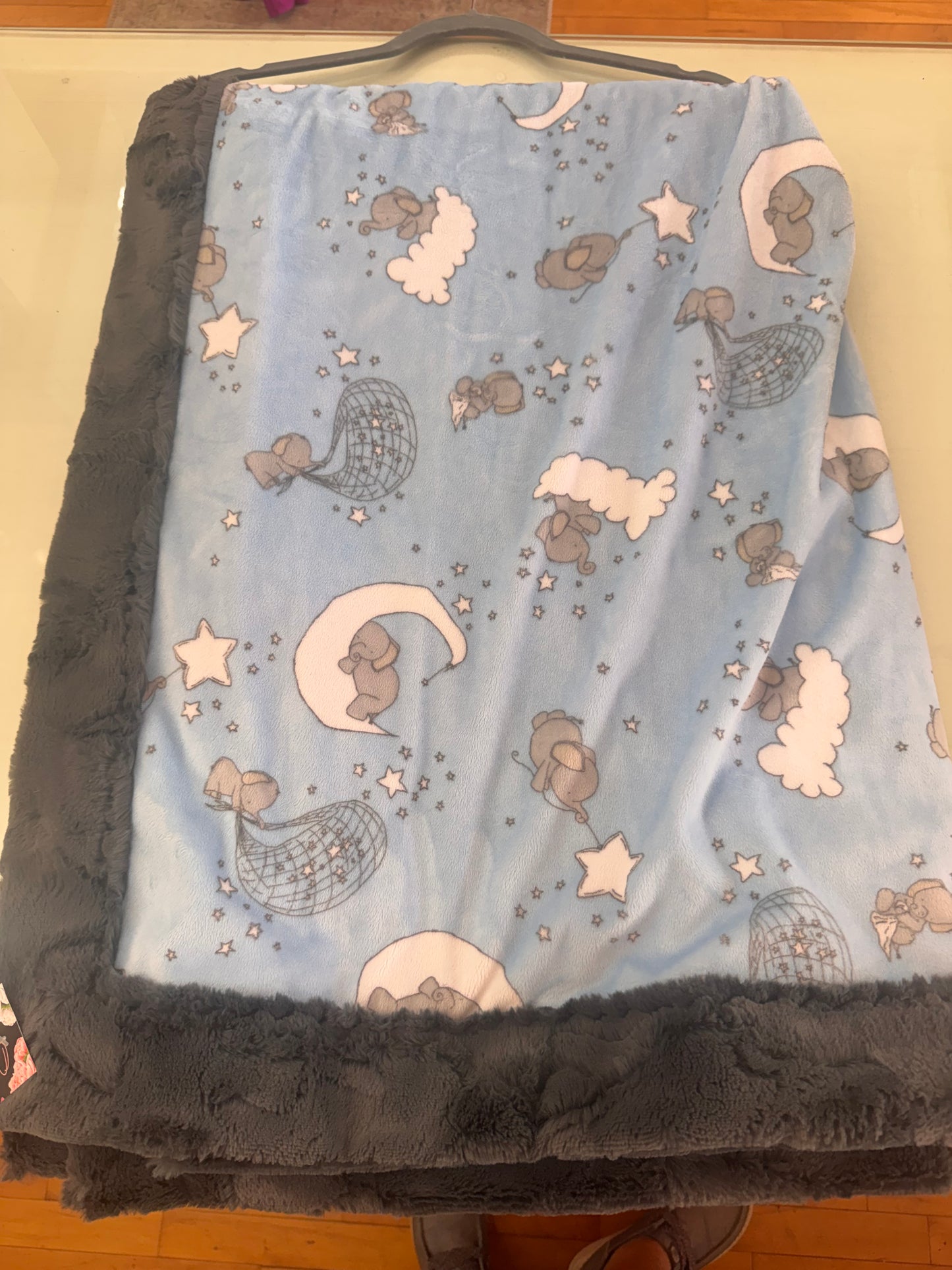 Sweet Dreams Elephant Faux Fur & Minky Blanket | 40” x 56”