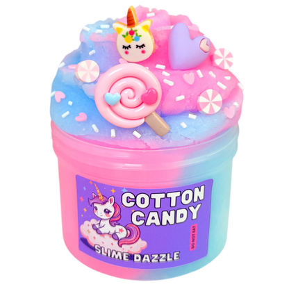 Cotton Candy Blue & Pink Cloud Slime – Cotton Candy Scented Slime with Candy, Gummy Bear Charms & Sprinkles – Beginner Friendly Drizzly Texture: 8 Fl Oz