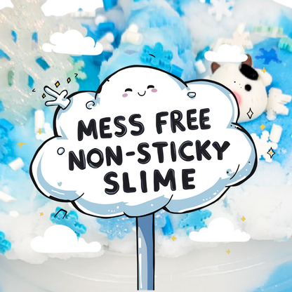 Winter Cow Cloud Slime – White & Blue Drizzly Slime with Vanilla Marshmallow Scent, Cow & Snowflake Charms, Sprinkles – Beginner Friendly Fluffy Slime: 8 fl oz