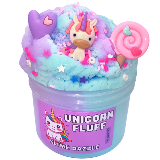 Unicorn Fluff 8 oz – Soft Cloud Slime with Cotton Candy Scent – Purple & Blue Beginner-Friendly, Non-Sticky Sensory Slime Made in USA: 8 FL OZ