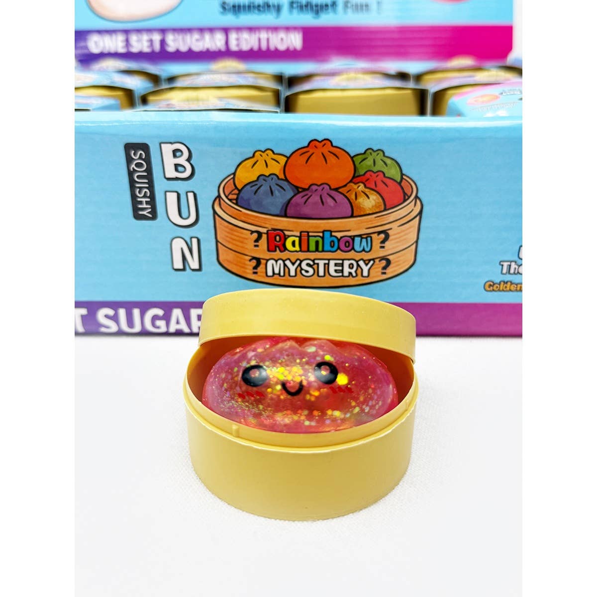 Mini Glitter Dumpling Squishy with Steamer