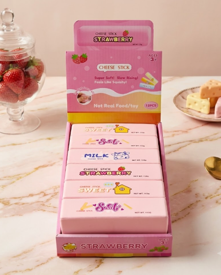 Butter Stick Squishy Fidget Toy for Stress ReliefStrawberry Stick