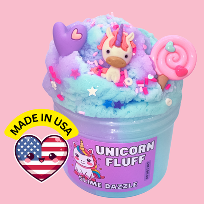 Unicorn Fluff 8 oz – Soft Cloud Slime with Cotton Candy Scent – Purple & Blue Beginner-Friendly, Non-Sticky Sensory Slime Made in USA: 8 FL OZ