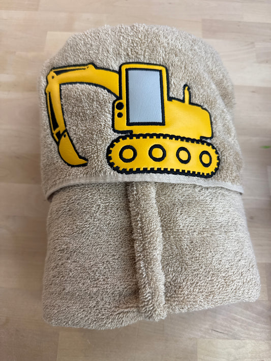 Excavator Hooded Bath Towel