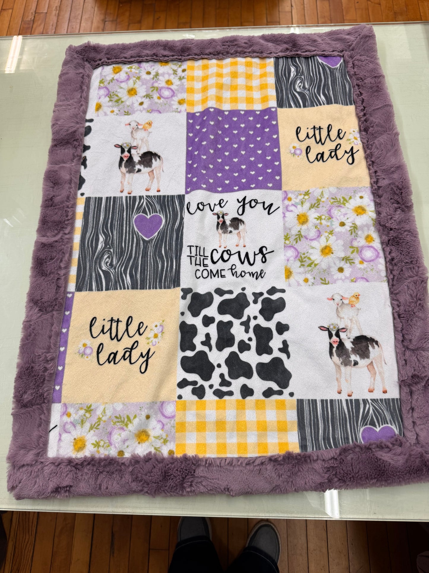 Lilac Faux Fur & Minky Car Seat Blanket – 20” x 27.5”