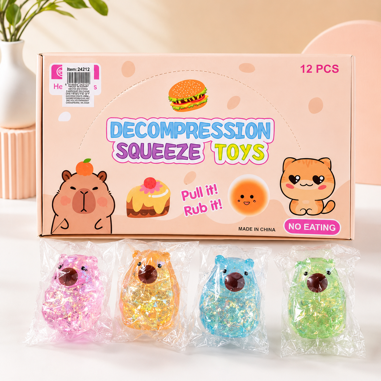 Glitter Capybara Squishy Fidget Toy for Stress Relief