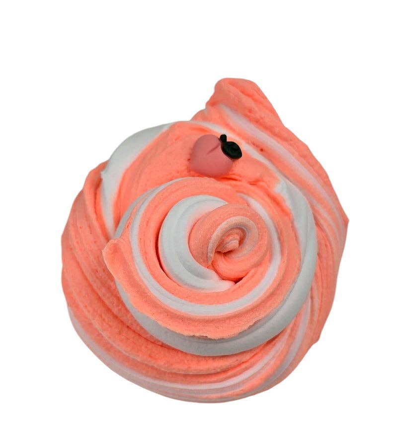 Peachy Cream Snow Butter Slime – Peaches and Cream Scented Slime with Peach Charm – Beginner Friendly Inflatable Slime for Balloon Pops: 8 fl oz