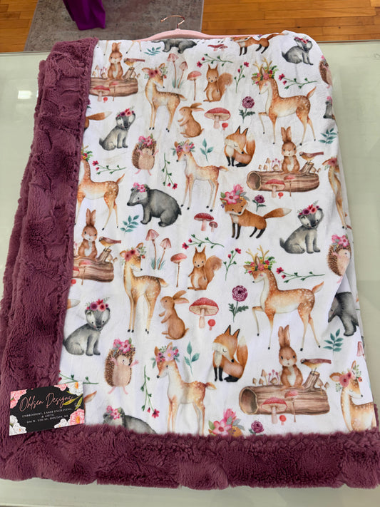 Enchanted Woodland Faux Fur & Minky Blanket | 40” x 56