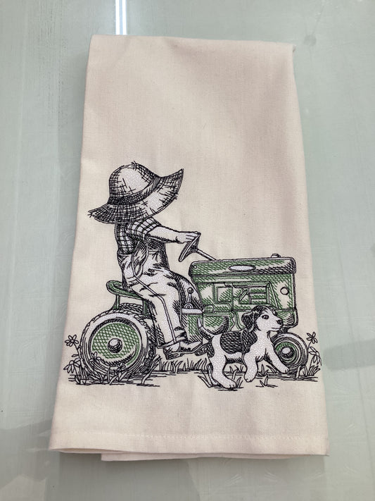 Gathering Sunshine One Bloom at a time Embroidered tea towel