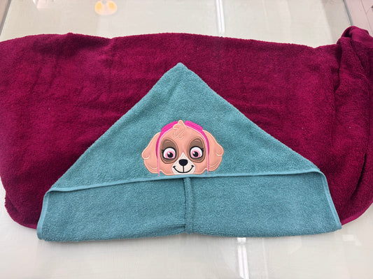 Full Size Hooded Bath Towel – Helicopter Pup – 23 x 54 Inches