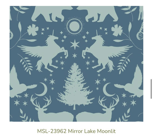 Art Gallery Fabrics – Mirror Lake Moonlit (MSL-23962) – Woodland Animal Premium Cotton Fabric