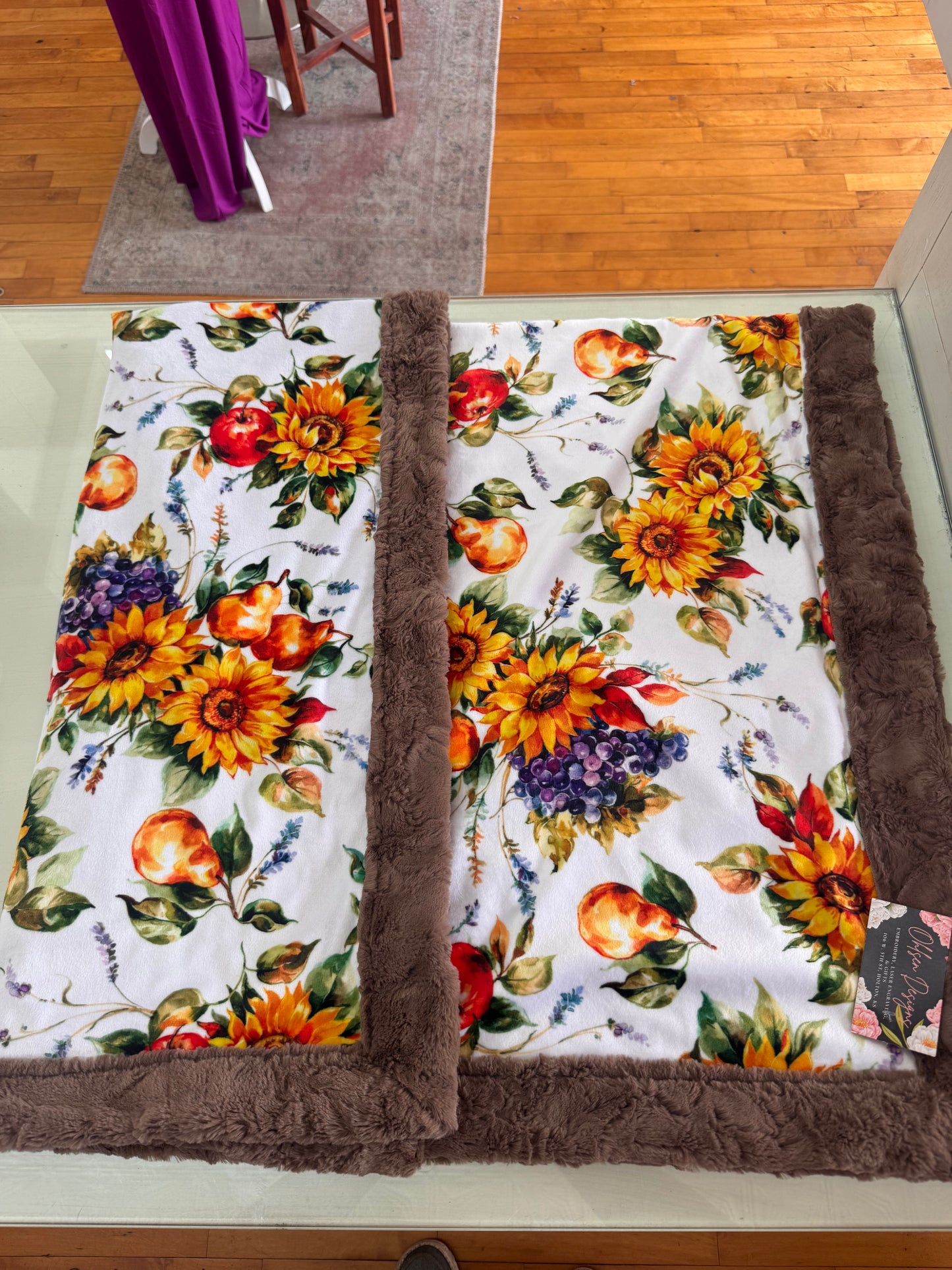 Sunflower Harvest Faux Fur & Minky Blanket | 40” x 56”