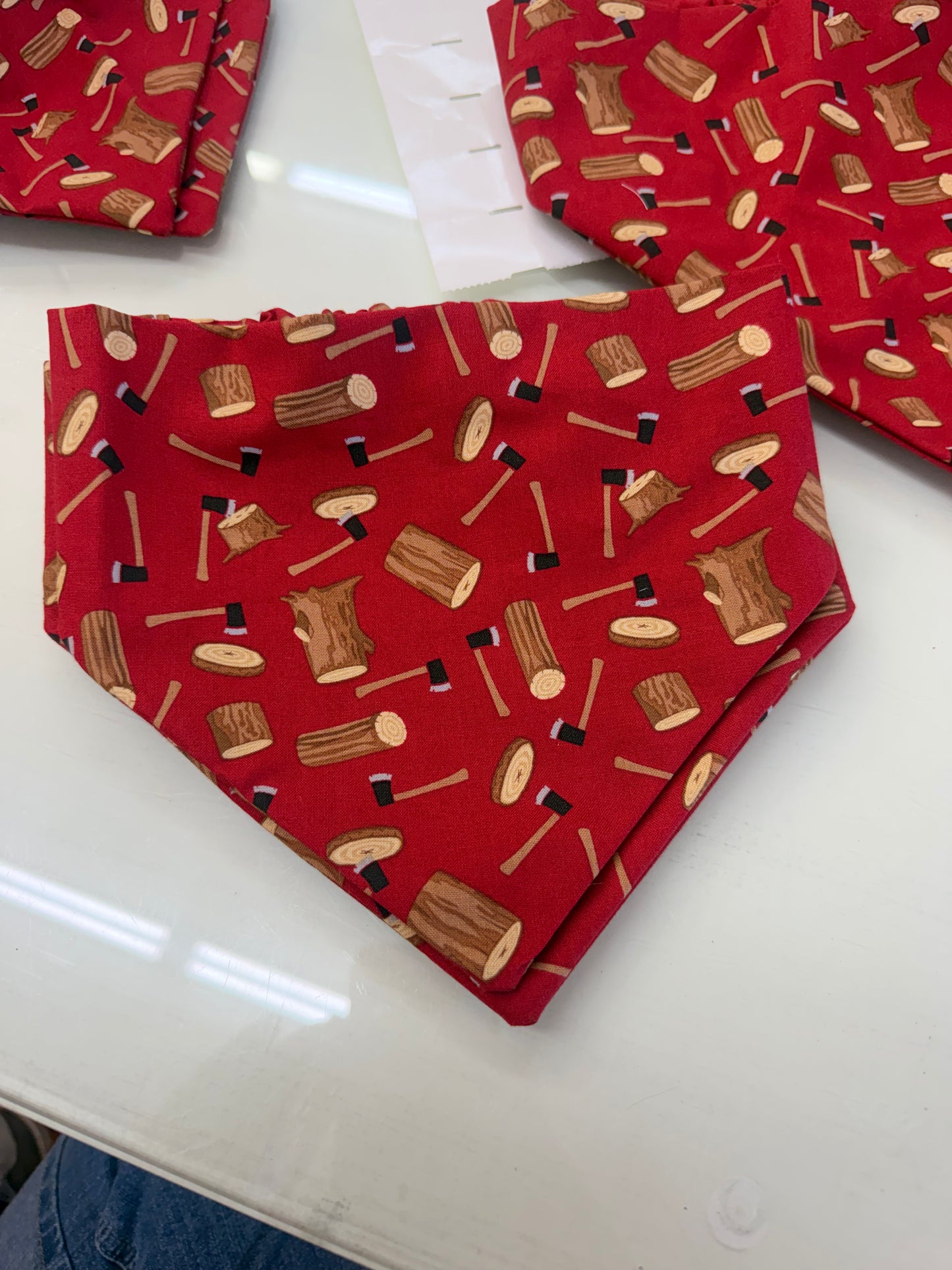 Red Lumberjack Dog Scrunchie Bandana