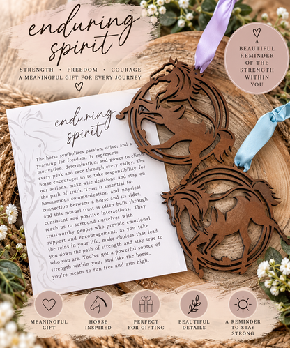 Enduring Spirit Wooden Horse Ornament – Inspirational Gift of Strength & Freedom