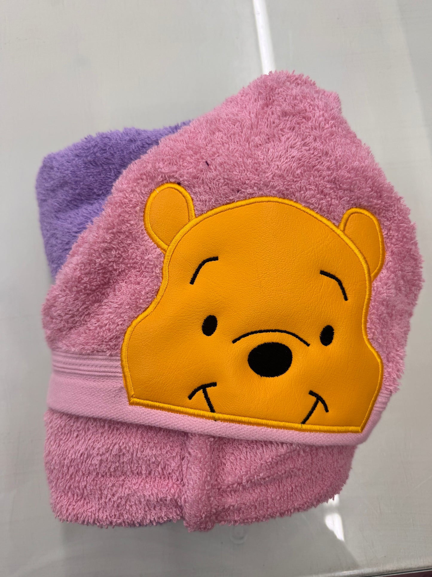Full Size Hooded Bath Towel – Honey Bear – Pink and Purple