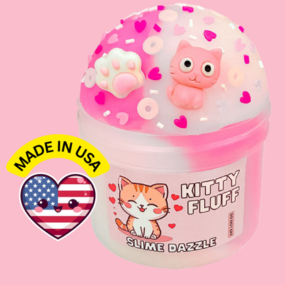 Slime Icee Kitty Fluff  8 Fl OZ Pink and White Made In USA Scented Beginner Friendly: 8 FL OZ