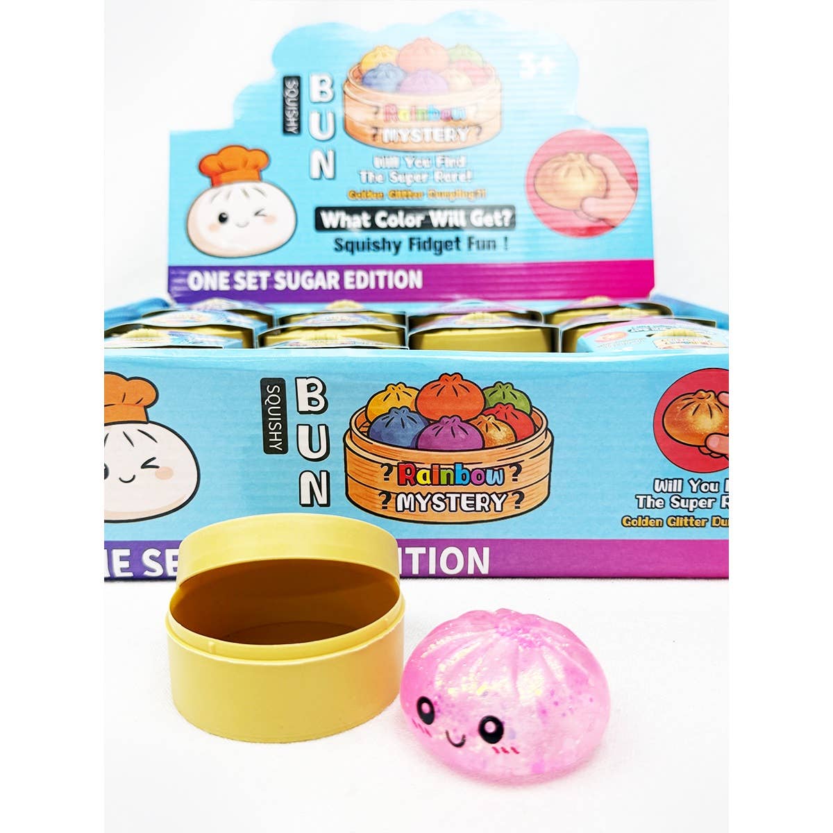 Mini Glitter Dumpling Squishy with Steamer
