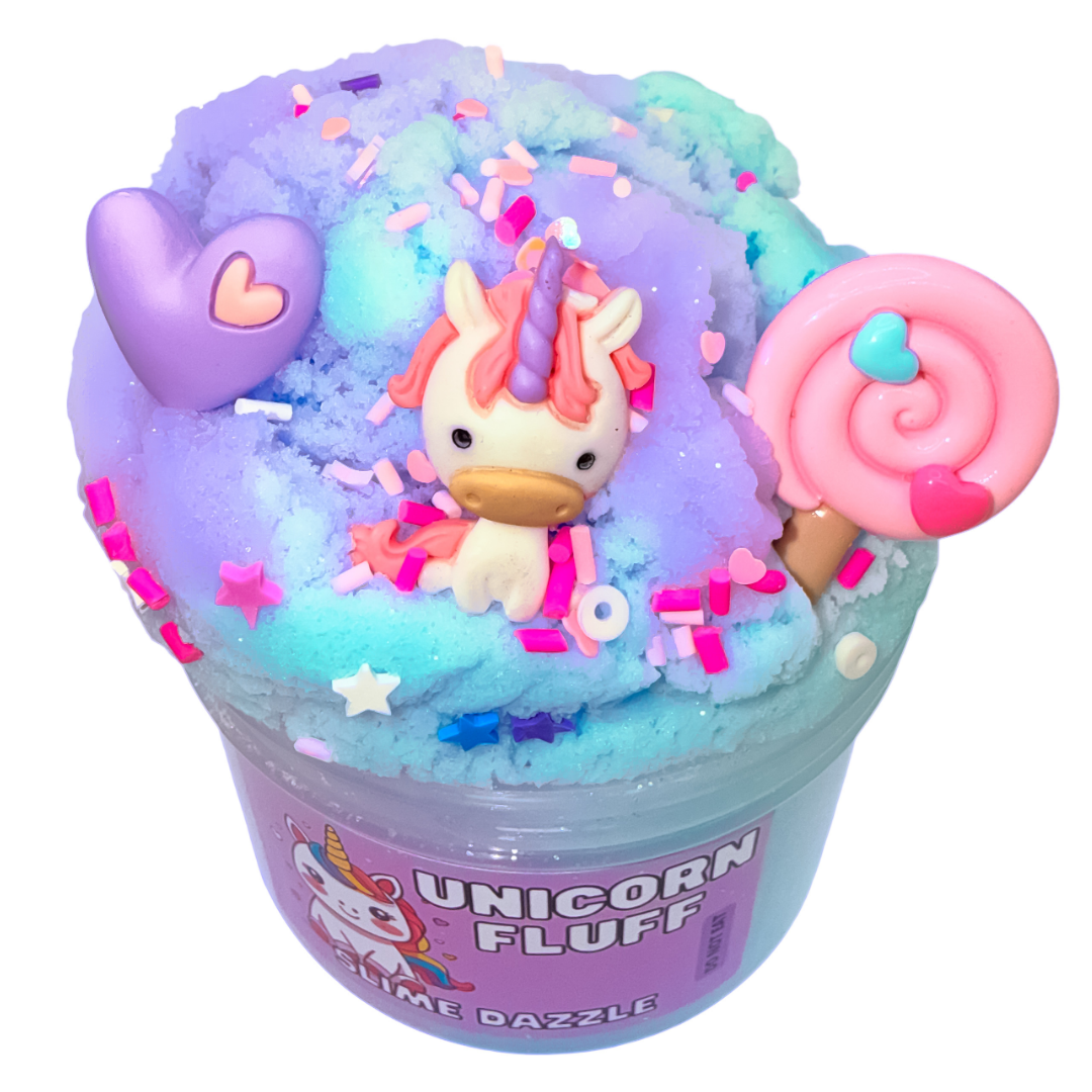 Unicorn Fluff 8 oz – Soft Cloud Slime with Cotton Candy Scent – Purple & Blue Beginner-Friendly, Non-Sticky Sensory Slime Made in USA: 8 FL OZ
