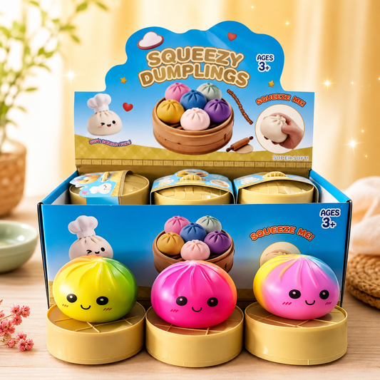 Dumpling Bun Squishy, Stress Relief Fidget Toy (Rainbow)
