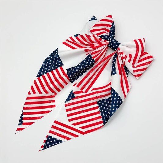 Independence Day Flag Bow Ribbon Spring Clip