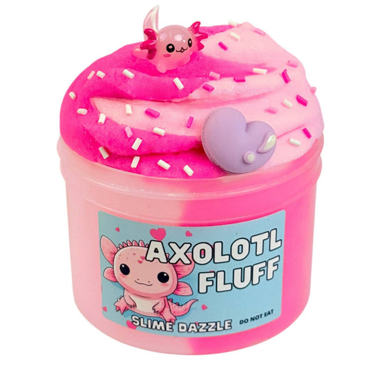 Axolotl Fluff Cloud Slime – Light & Dark Pink Cloud Slime with Raspberry Sugar Scent & Axolotl Sprinkles – Non-Sticky Beginner Slime