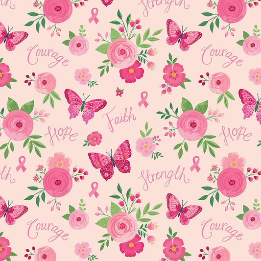 Strength in Pink Fabric by Riley Blake