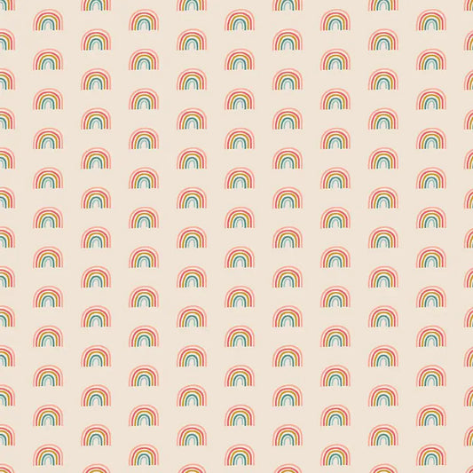 Rainbow Cotton Fabric by the Yard - Fairy Dust Rainbows Cream Sparkle - Riley Blake SC12446-CREAM