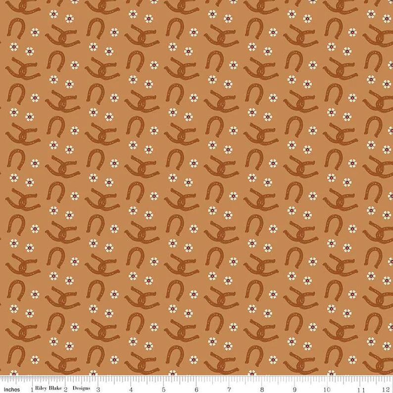 Wild Rose - (C14045 Horseshoes Sienna) by Riley Blake Designers