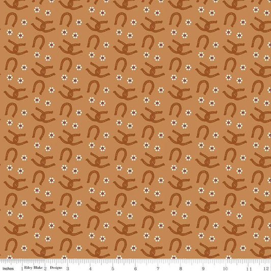 Wild Rose - (C14045 Horseshoes Sienna) by Riley Blake Designers