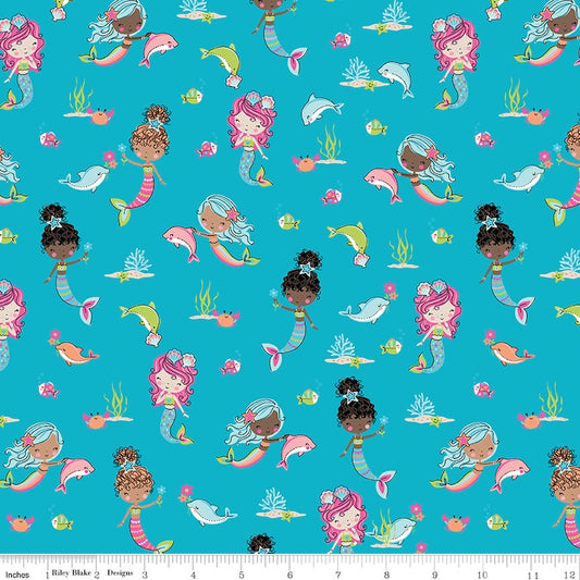 Mer-Mazing Friends Aqua by Riley Blake Designs