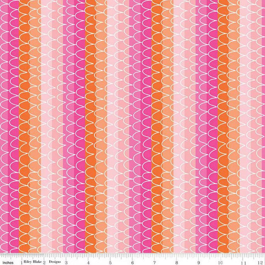 Mer-Mazing Scale Stripe Pink by Riley Blake Designs